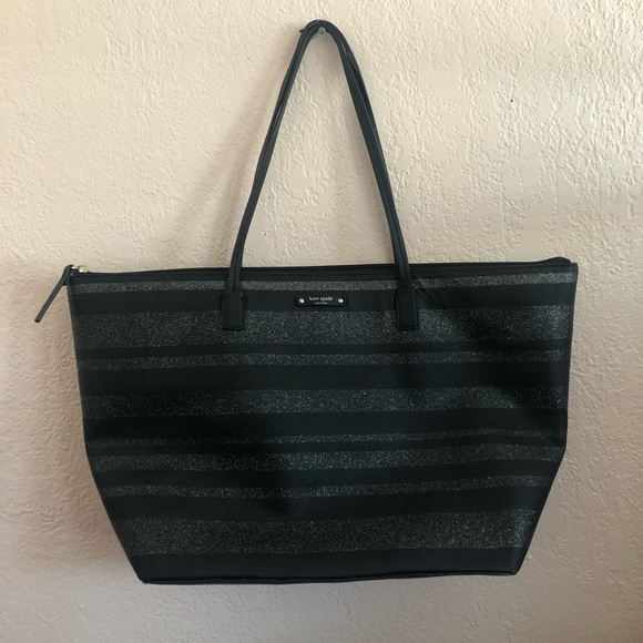 kate spade Handbags - Kate Spade Striped Glitter Tote Bag